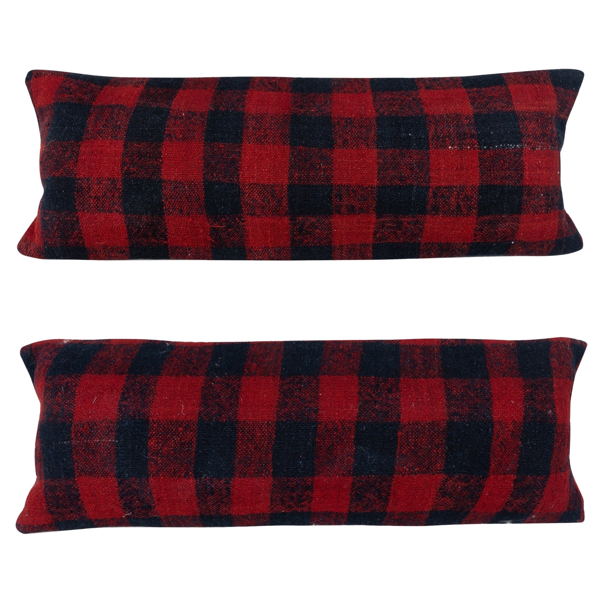 12"x35" SET OF 2 - Hand-Woven Kilim Cushion Covers. Vintage Lumbar Pillow Covers