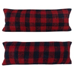 12"x35" SET OF 2 - Hand-Woven Kilim Cushion Covers. Vintage Lumbar Pillow Covers