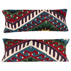 12 "x35" SET OF 2 - Housses de coussin Kilim tissées à la main. Housses de coussin lombaire By Vintage