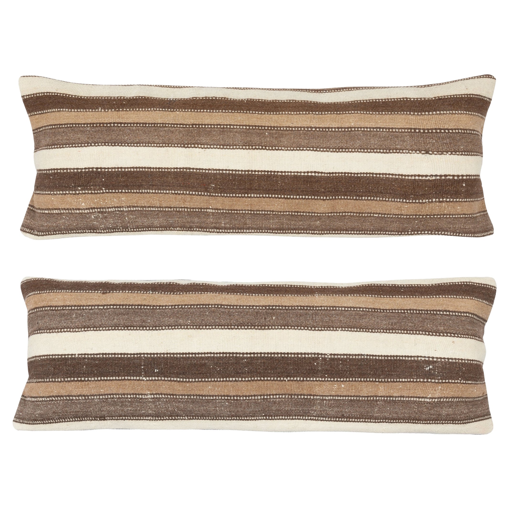 12"x35" SET OF 2 - Handmade Kilim Lumbar Pillow Covers. A pair of Cushion Covers