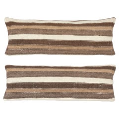 12"x35" SET OF 2 - Handmade Kilim Lumbar Pillow Covers. A pair of Cushion Covers