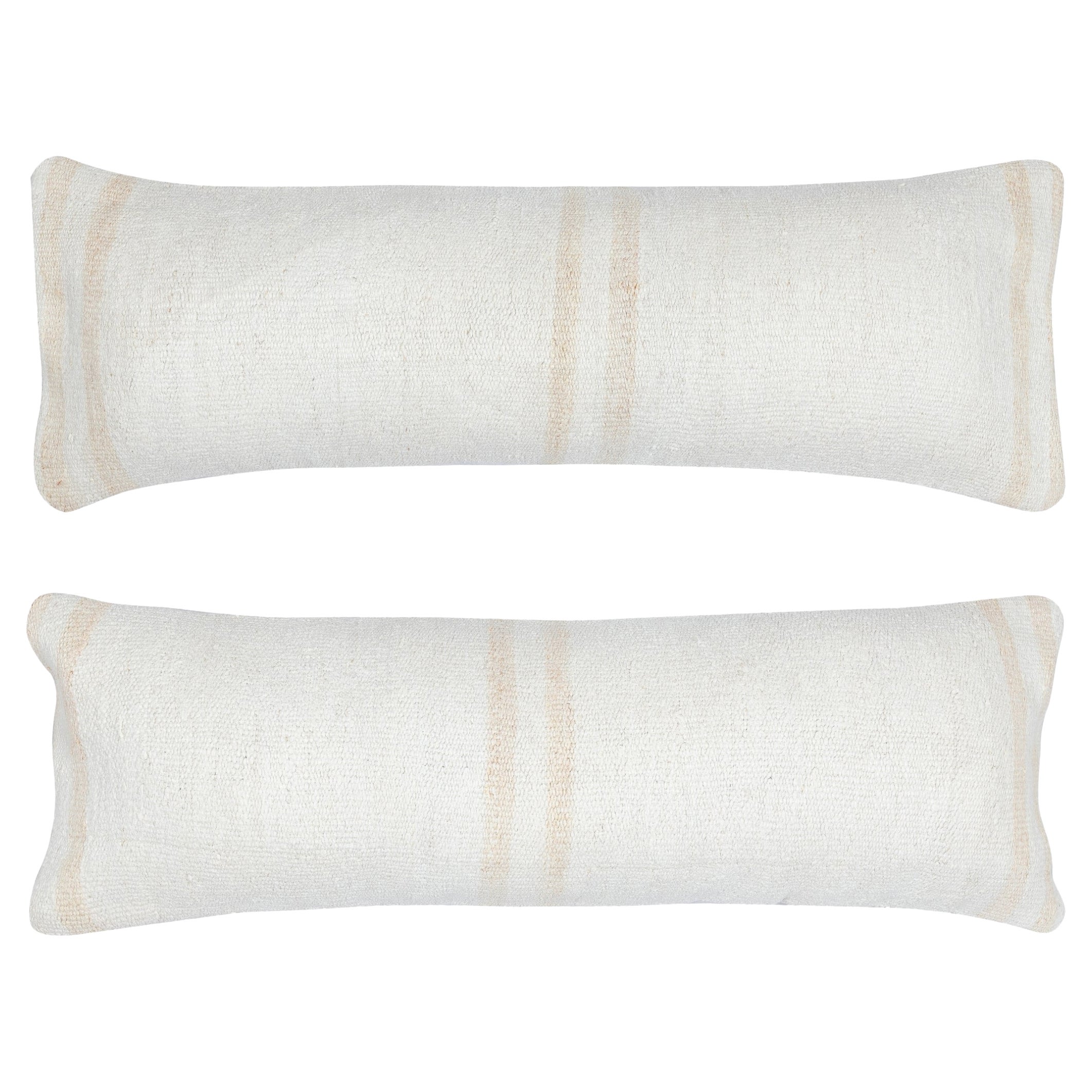 12"x35" SET OF 2 - Handwoven Hemp Lumbar Pillow Covers. A pair of Cushion Covers