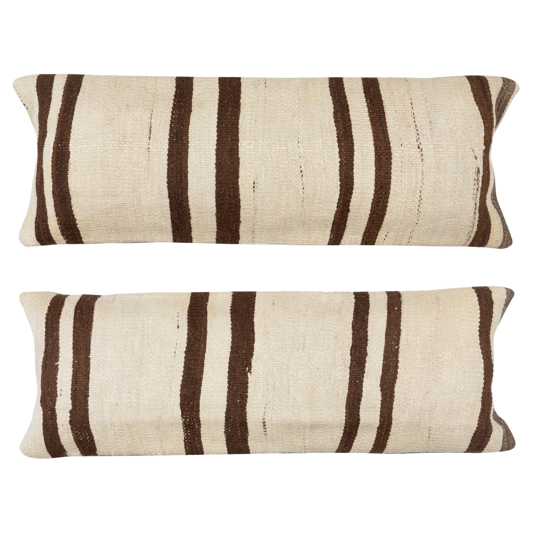 12"x35" SET OF 2 - Hemp Kilim Cushion Covers. A pair of Lumbar Pillow Covers