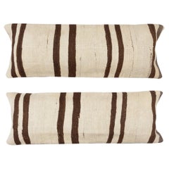12"x35" SET OF 2 - Hemp Kilim Cushion Covers. A pair of Lumbar Pillow Covers