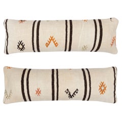 12"x35" SET OF 2 - Vintage Kilim Lumbar Pillow Covers. A pair of Cushion Covers