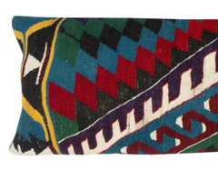 12"x35" Vintage Cushion Cover. Hand-Woven Kilim Pillowcase. Lumbar Pillow Cover