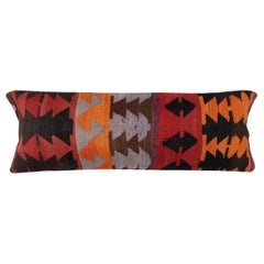 12"x35" Vintage Kilim Cushion Cover. Hand-Woven Bohemian Throw Pillow Cover