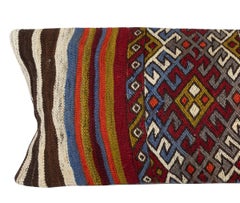 12"x35" Vintage Kilim Cushion Cover. Hand-Woven Pillowcase. Lumbar Pillow Cover