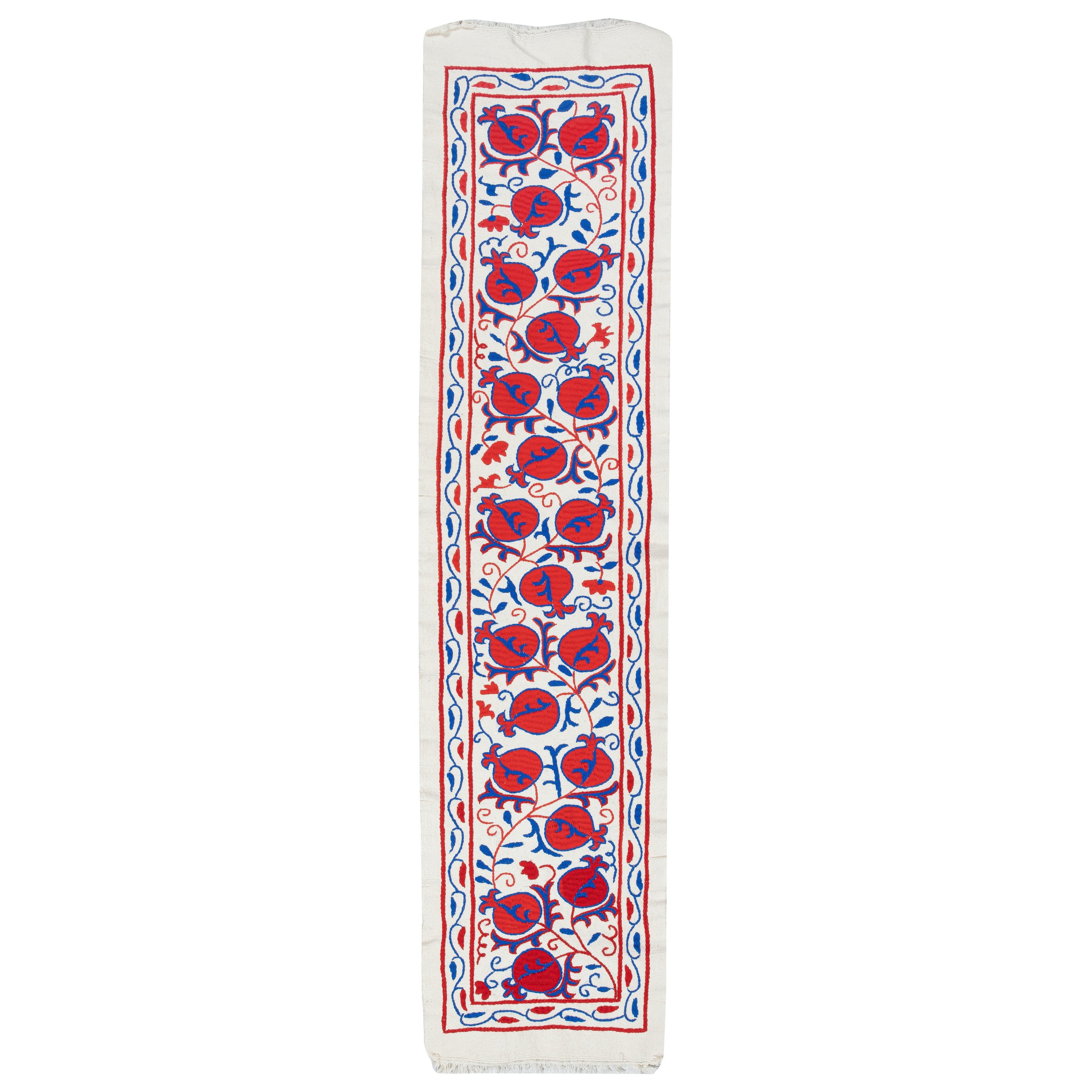 12x50 in Embroidered Cotton Wall Hanging. Pomegranate Tree Design Table Runner