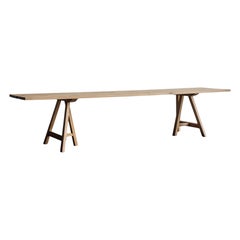 13'-1" Solid Oak Belgian Trestle Dining Table