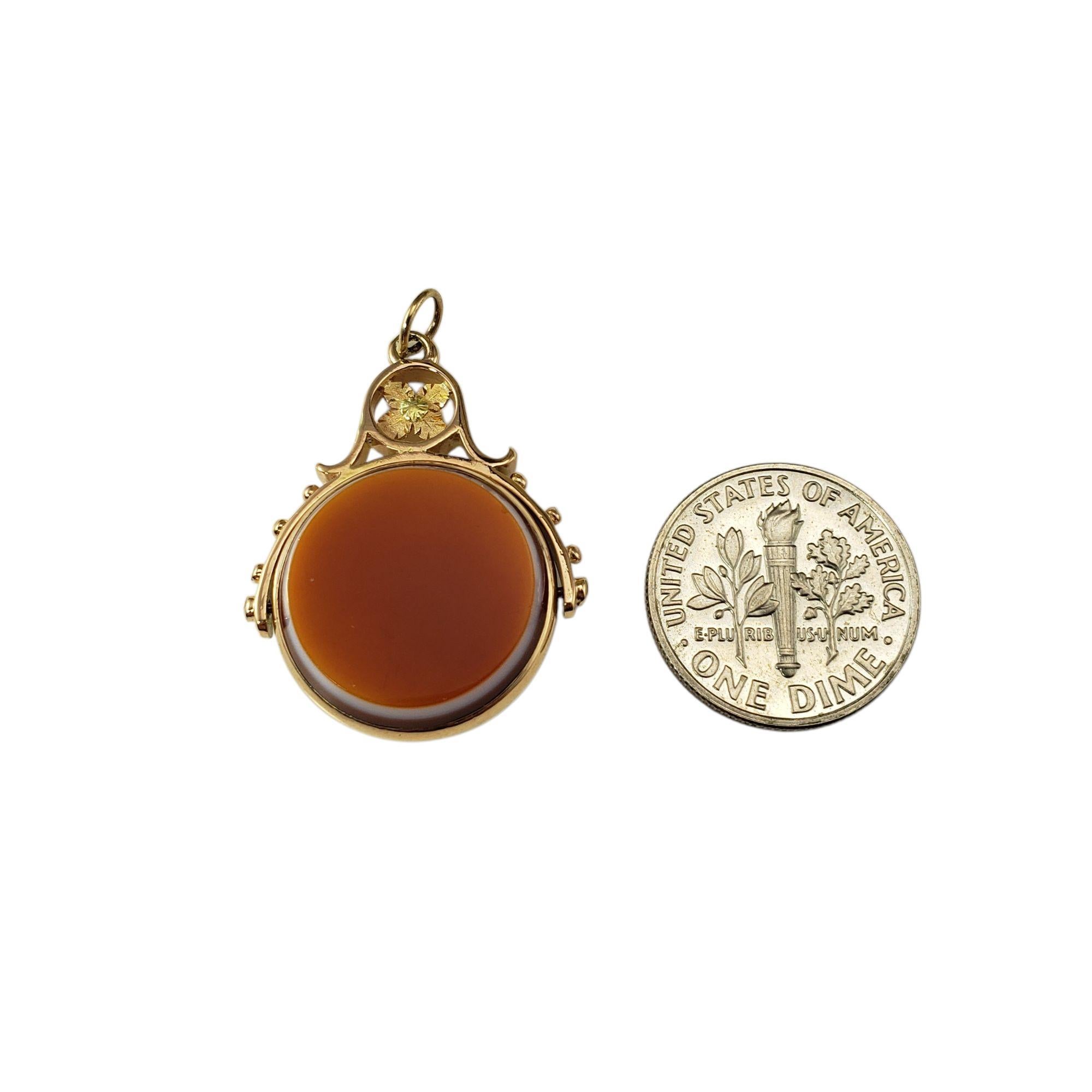 Pendentif réversible en or jaune 13 - 14 carats, pierre de sang et cornaline n° 21604 Bon état - En vente à Washington Depot, CT