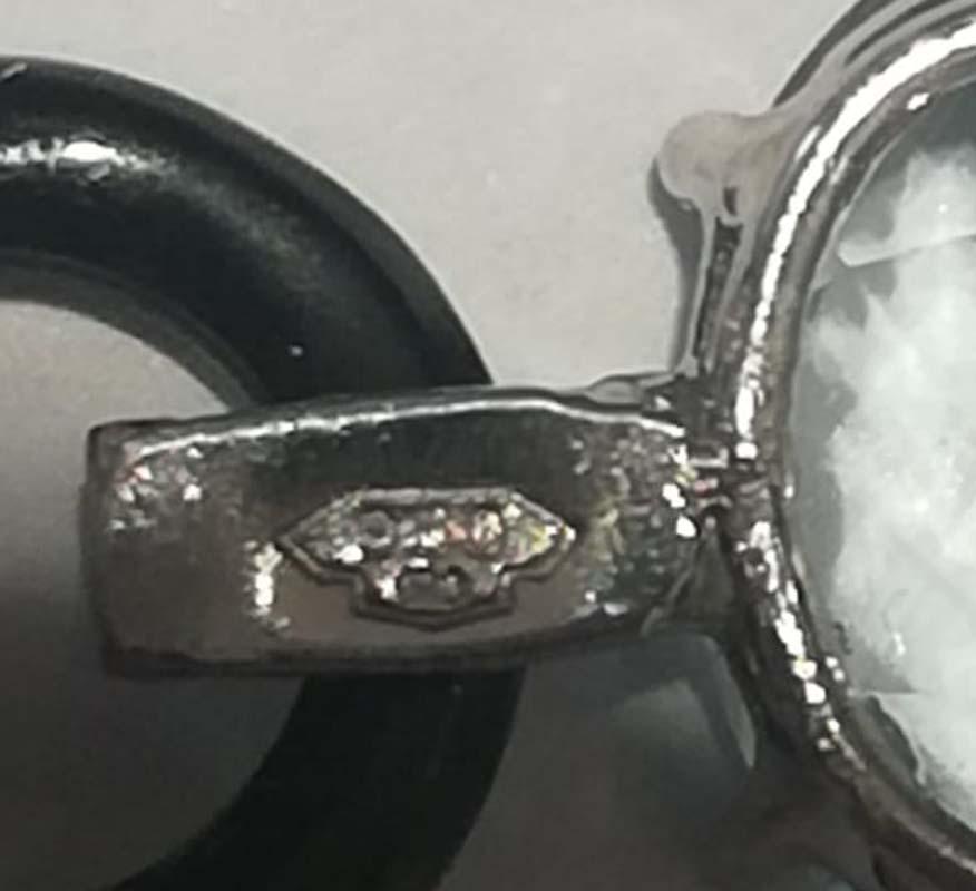 13/14 mm Perlen, Aquamarin-Topas, Onyx, Diamanten, Platin-Ohrringe. Damen im Angebot