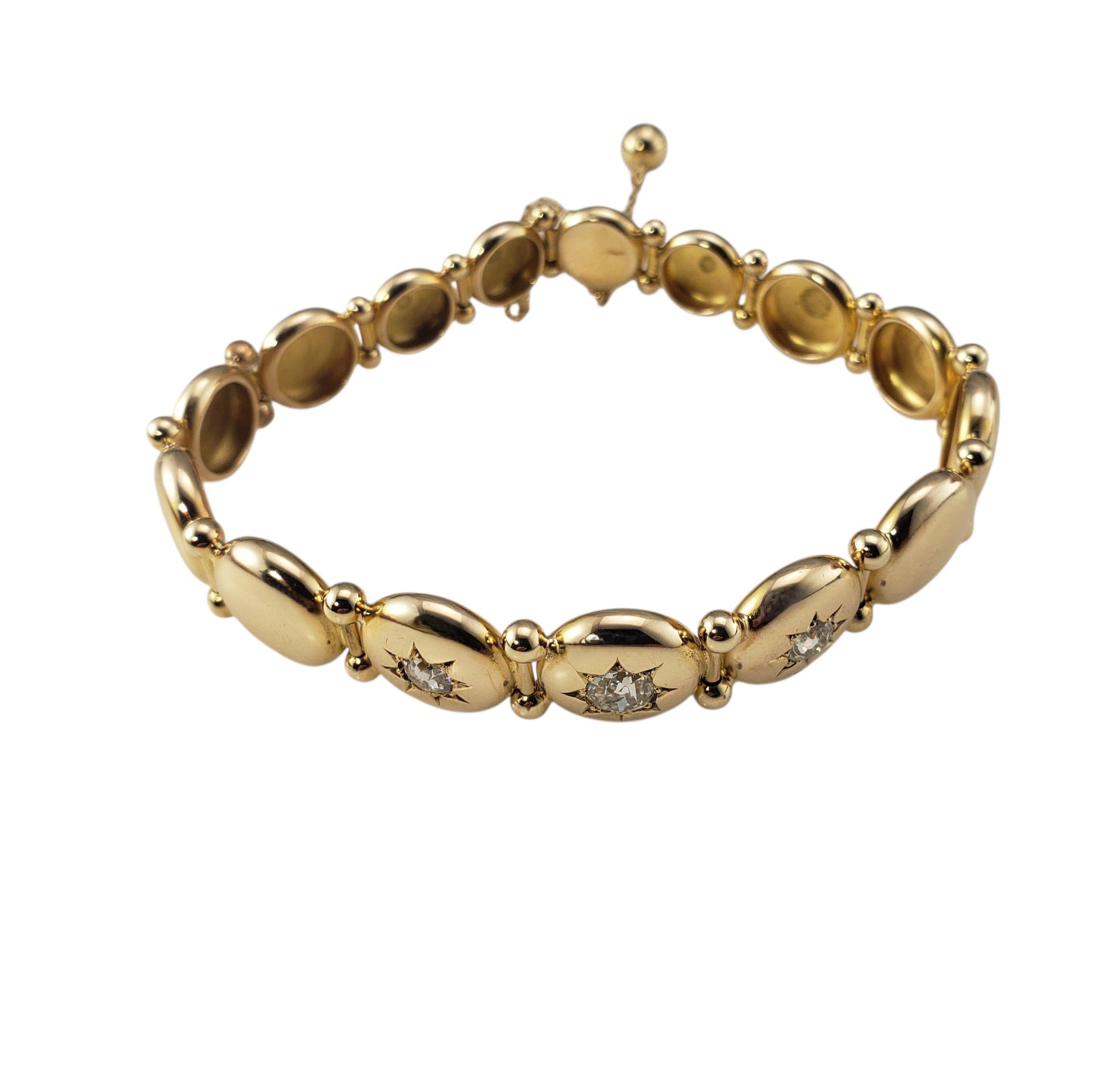 Taglio vecchia miniera 13 - Bracciale in oro giallo 14K e diamanti #22538 in vendita