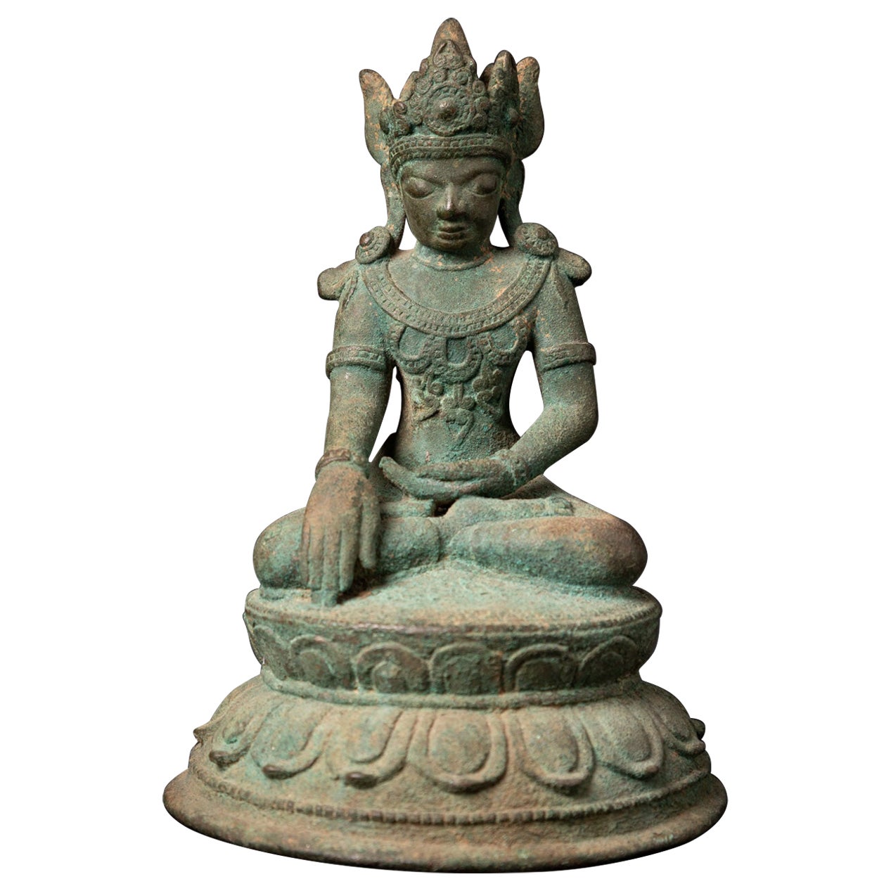 13-14th century Very early and special bronze Burmese Arakan Buddha from Burma