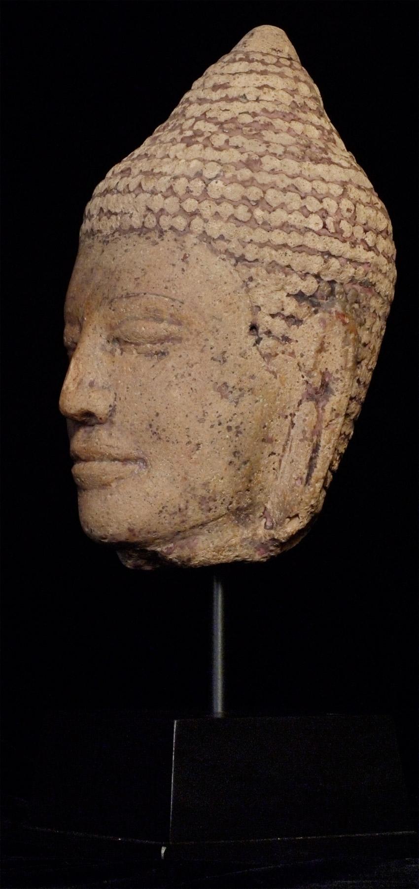 18th Century and Earlier 13/14thC Thai or Khmer Solid Terracotta Buddha Head, 7278 For Sale