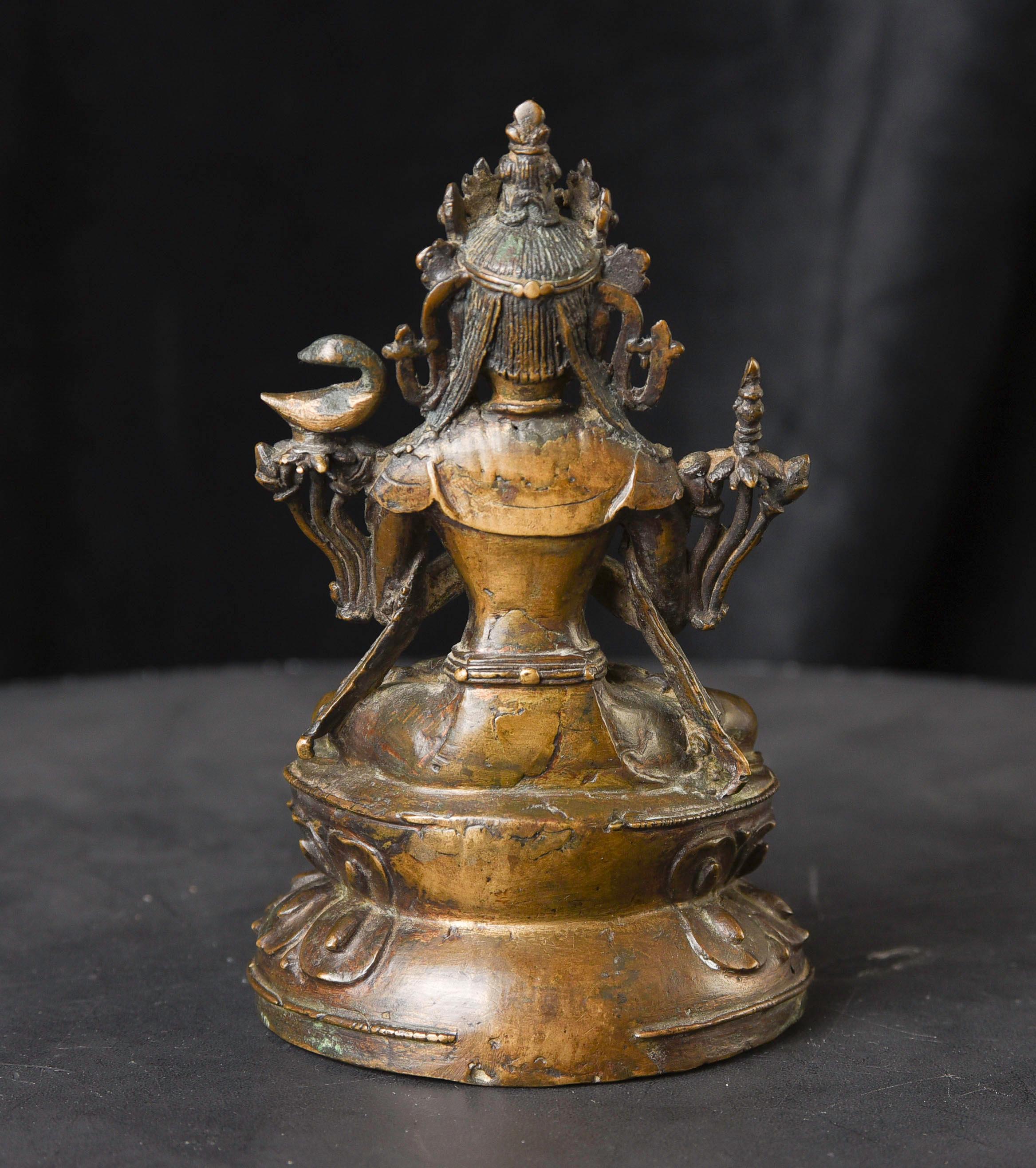 13/14th Century Tibetan Bronze Buddha/Bodhisattva In Good Condition For Sale In Ukiah, CA