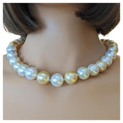 13-15mm South Sea Pearl Necklace with Diamond and 18k White Gold Clasp