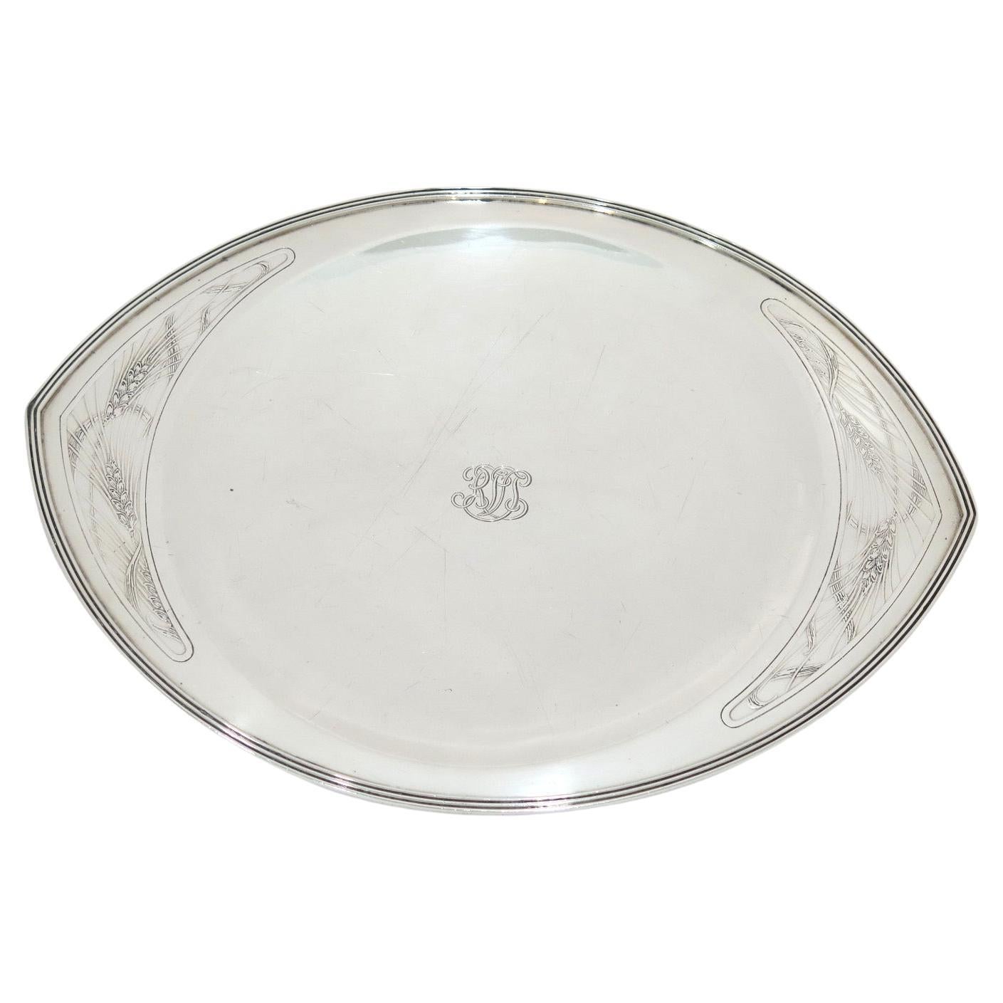Sterling Silver Tiffany & Co. Antique Wheat Pattern Pointed Oval Tray