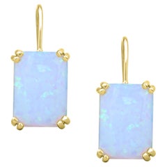 13-5/8 ct. Emerald-Cut Created Opal 14K Gold over Sterling Silver Earrings