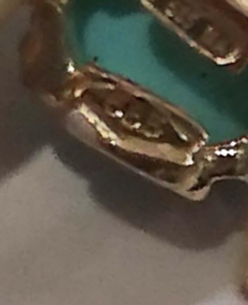 Women's 13, 5 Mm White Pearls, Diamonds, Turquoise, 14 Karat Rose Gold Earrings.