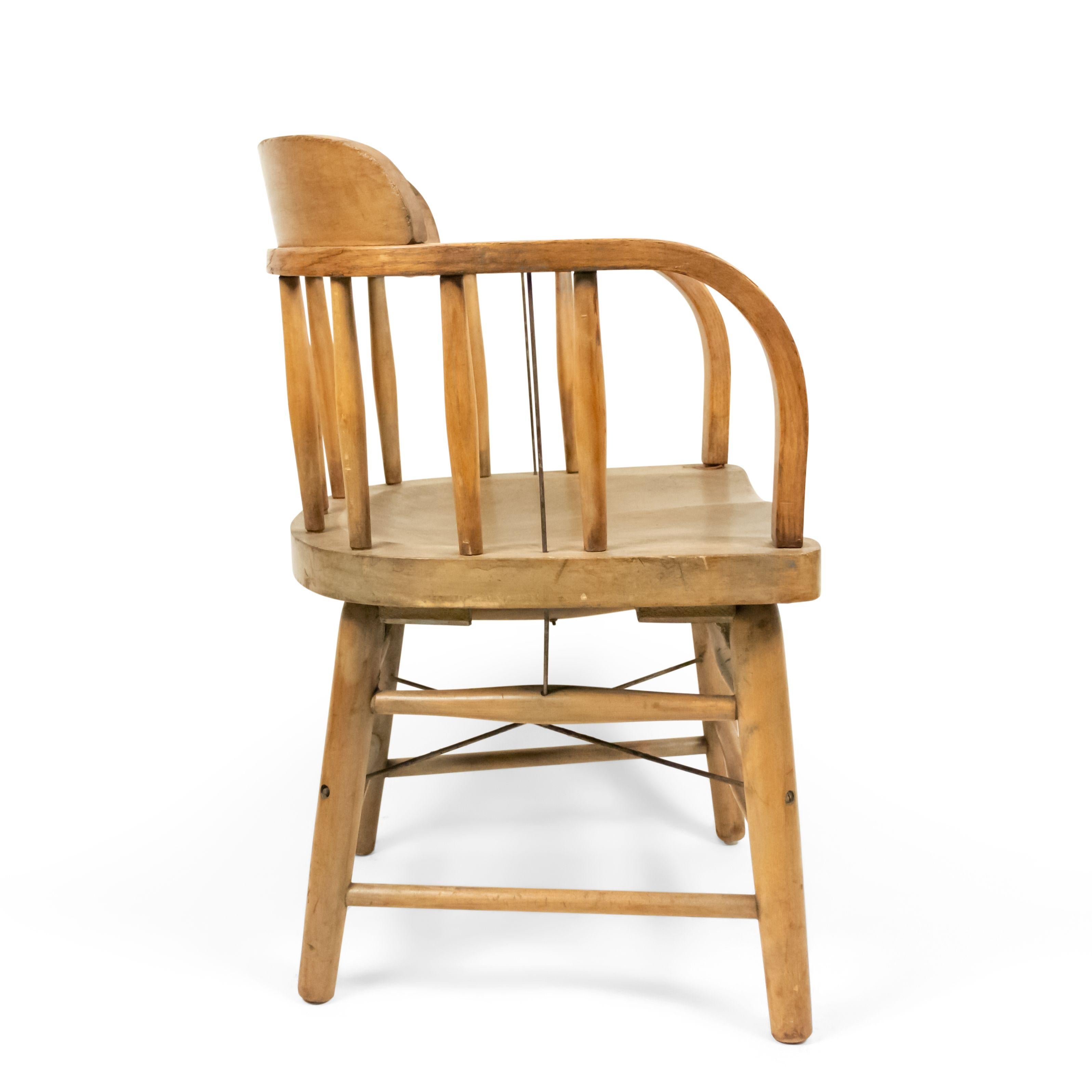 Wood 13 American Captain's Style Oak Armchairs For Sale