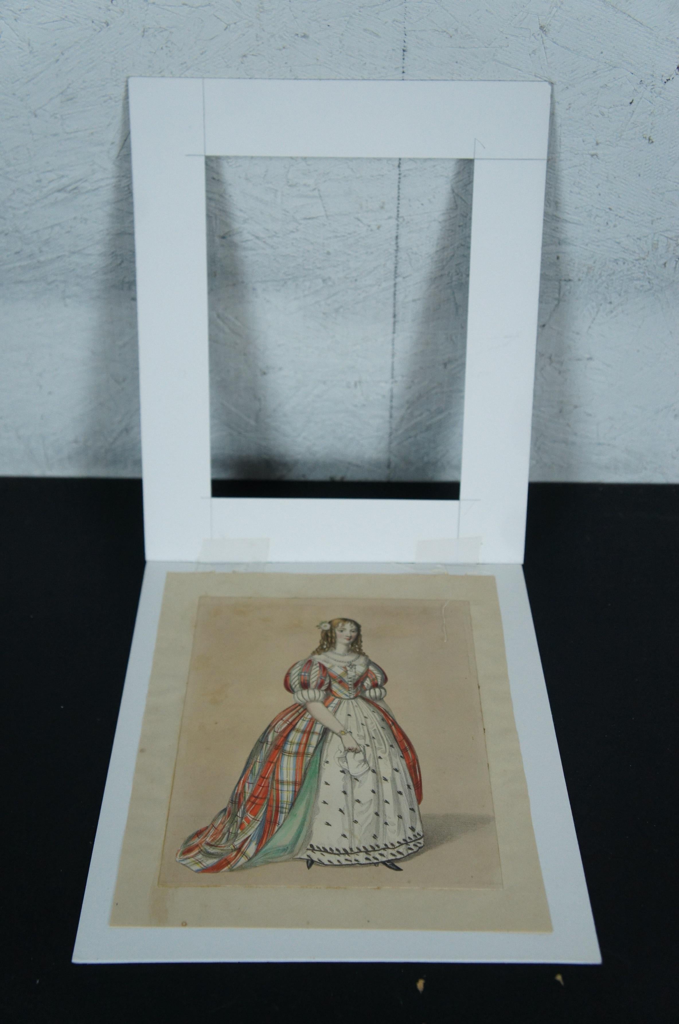 13 Antique 1840 Costumes of British Ladies Historical Fashion Engravings 4