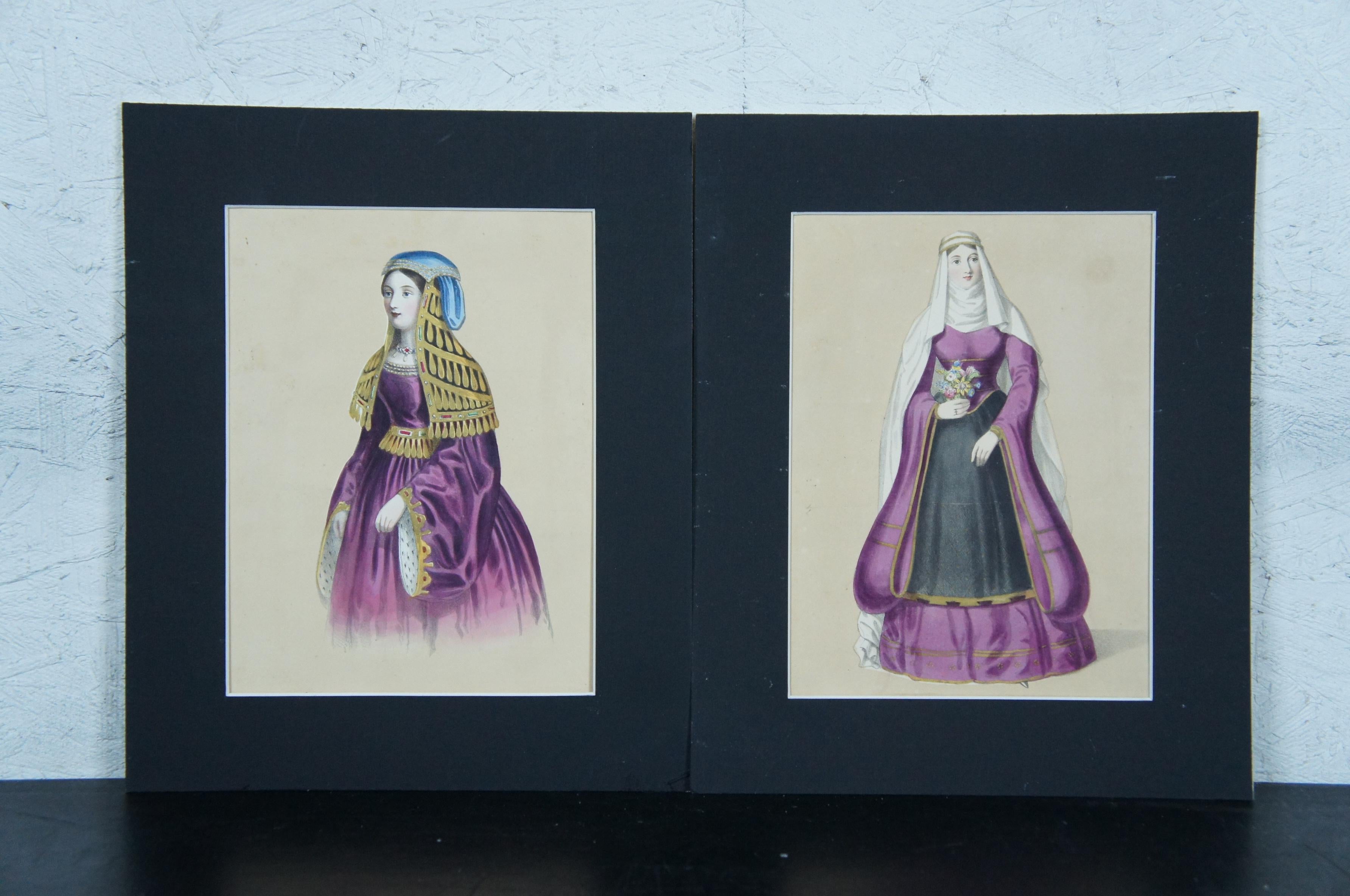 Paper 13 Antique 1840 Costumes of British Ladies Historical Fashion Engravings