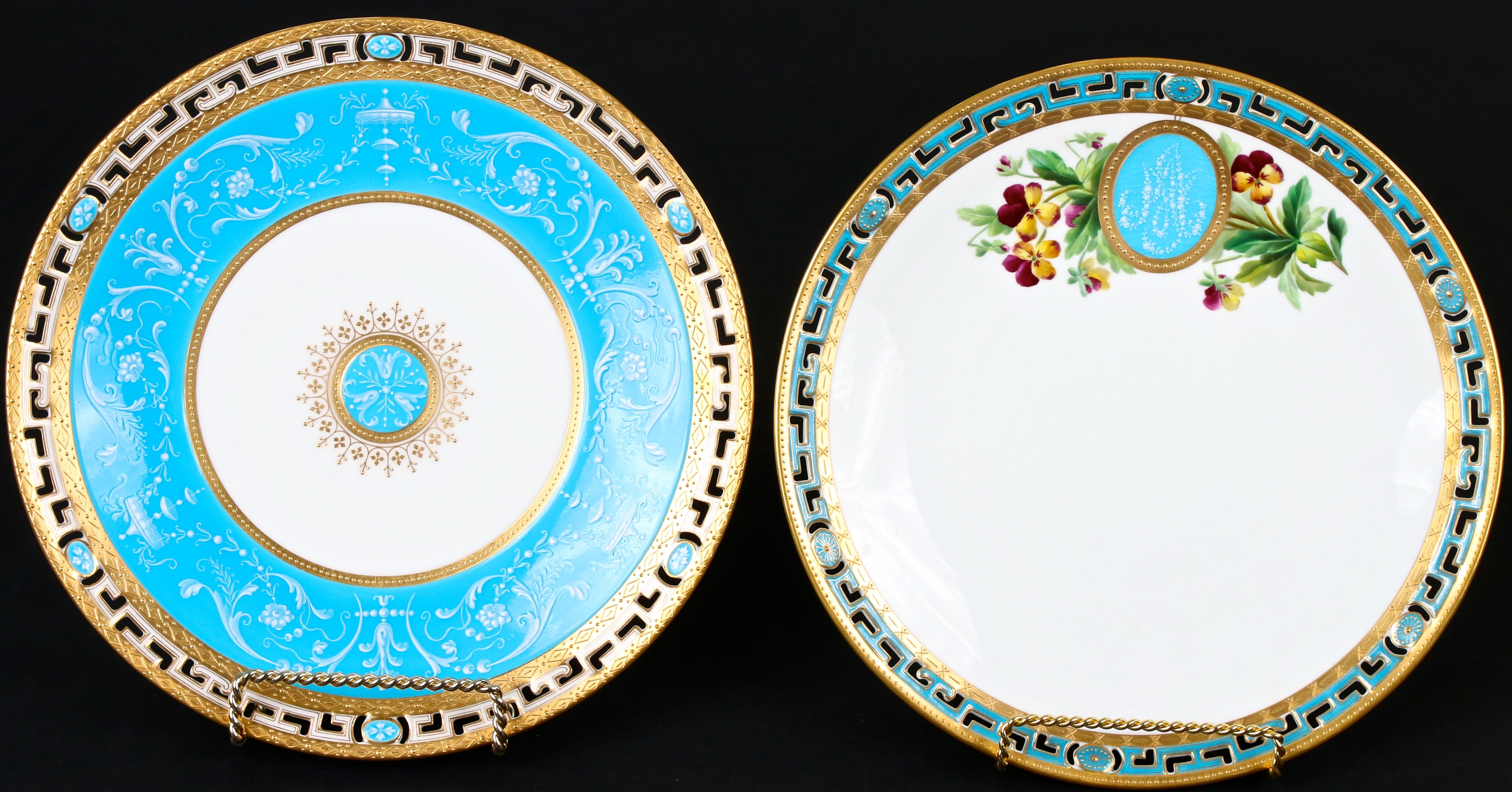 13 Antique Minton Bleu Celeste Plates For Sale 3