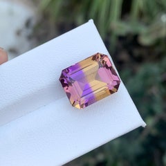 13 Carat AAA Emerald Cut Faceted Ametrine from Bolivia, Loose Ametrine