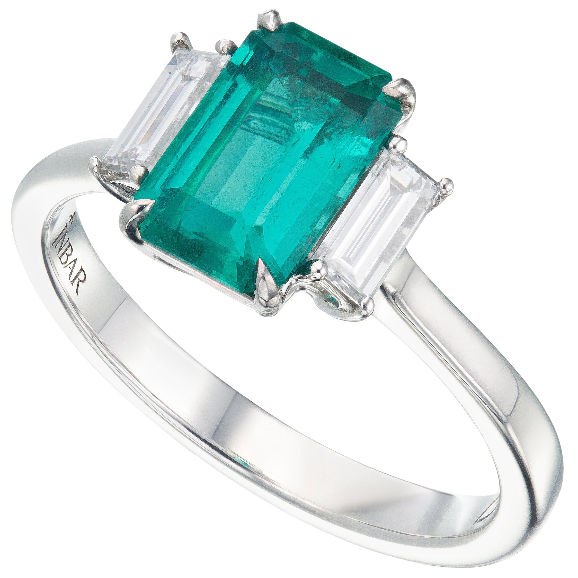 1.3 Carat Afghan Emerald and Diamond Ring For Sale