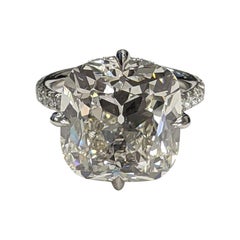 13 Carat GIA Certified Antique Cut Cushion Diamond Ring in Platinum