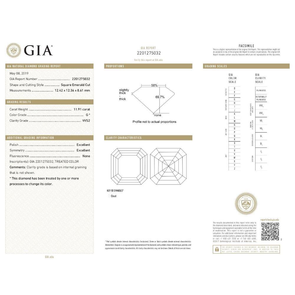 13 Karat Asscher-Schliff Diamant Verlobungsring GIA zertifiziert G VVS2 Damen im Angebot