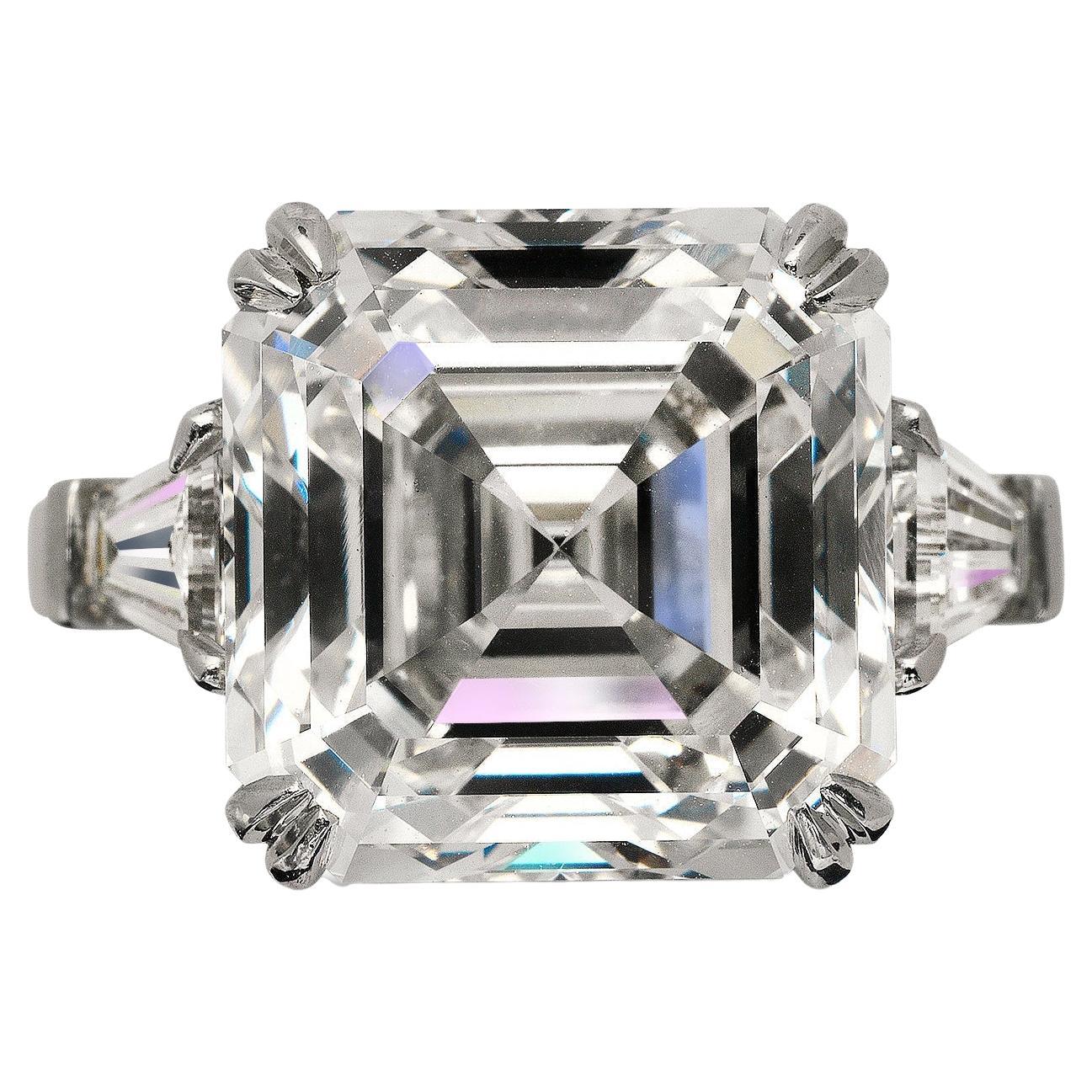 13 Carat Asscher Cut Diamond Engagement Ring GIA Certified G VVS2 For Sale