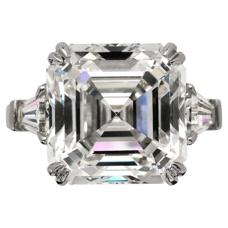Bague de fiançailles en diamant taille Asscher de 13 carats certifié GIA, G  VVS2 En vente sur 1stDibs
