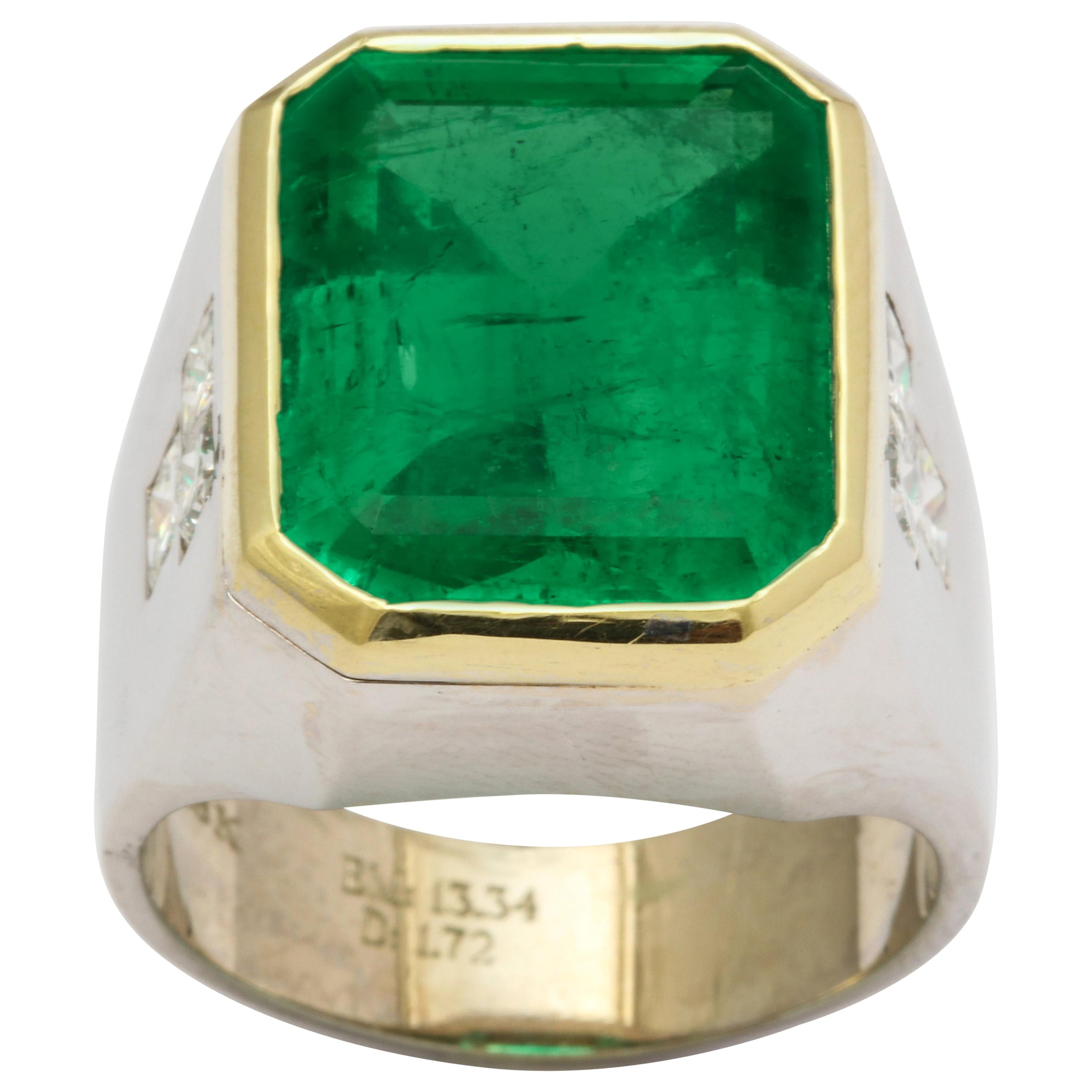 13 Carat Colombian Emerald Men's Ring