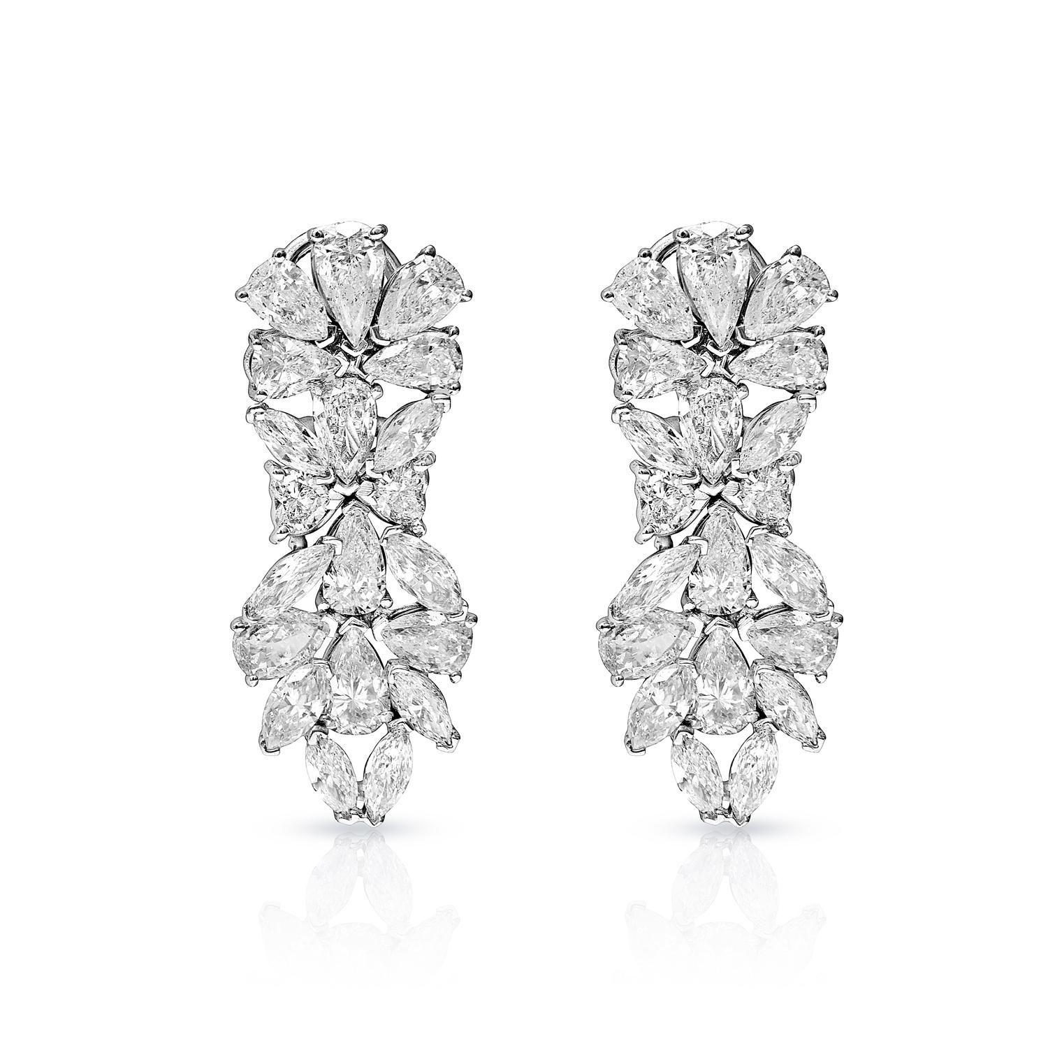 Diamond Drop Earrings For Ladies:

Carat Weight: 13.00 Carats
Style: Combined Mixed Shape (CMB)
Metal: 14 Karat White Gold
Style: Drop Earrings