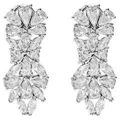 13 Carat Combined Mixed Shape Diamond Drop Earrings Certified