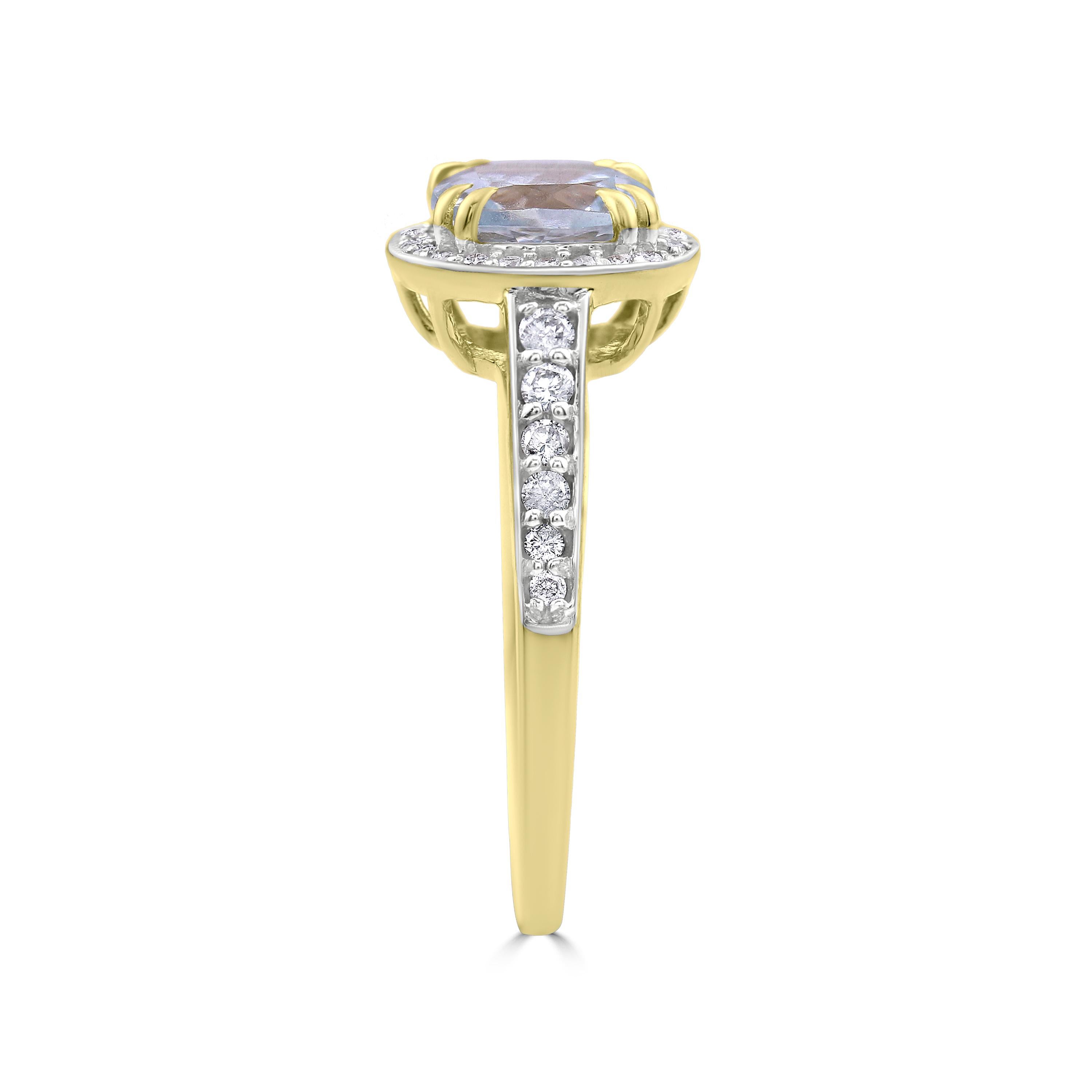 Gemistry 1.3 Carat Cushion Aquamarine Halo Solitaire Diamond Ring in 14K Gold 5