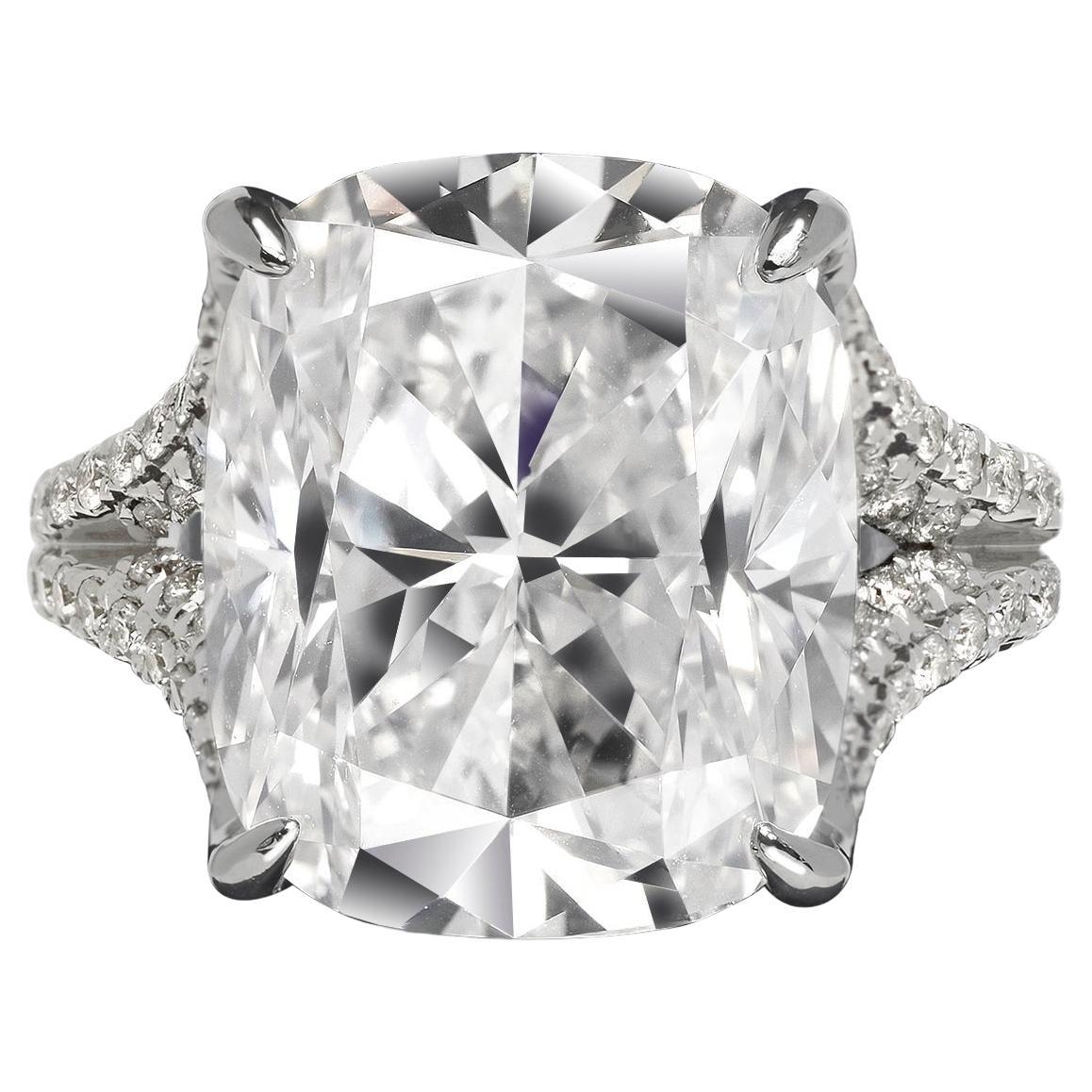 13 Carat Cushion Cut Diamond Engagement Ring GIA Certified E VVS1 For Sale