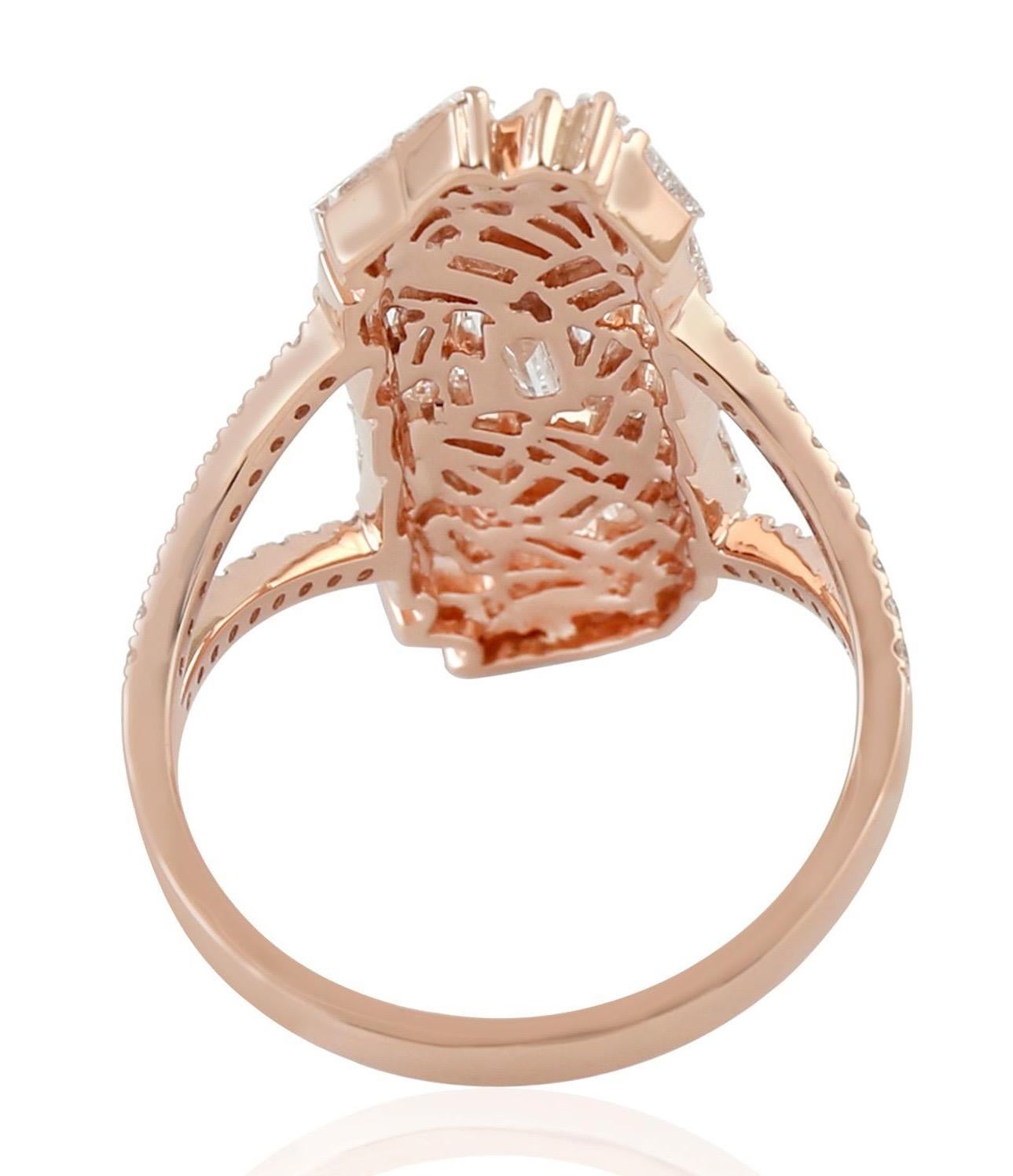 1,3 Karat Diamant 18 Karat Gold Einfacher Baguette-Ring (Zeitgenössisch) im Angebot