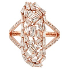 Bague en or 18 carats avec diamants baguettes de 1,3 carat de simplicité