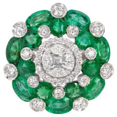 1.3 Carat Diamond and 7.00 Carat Emerald Ring