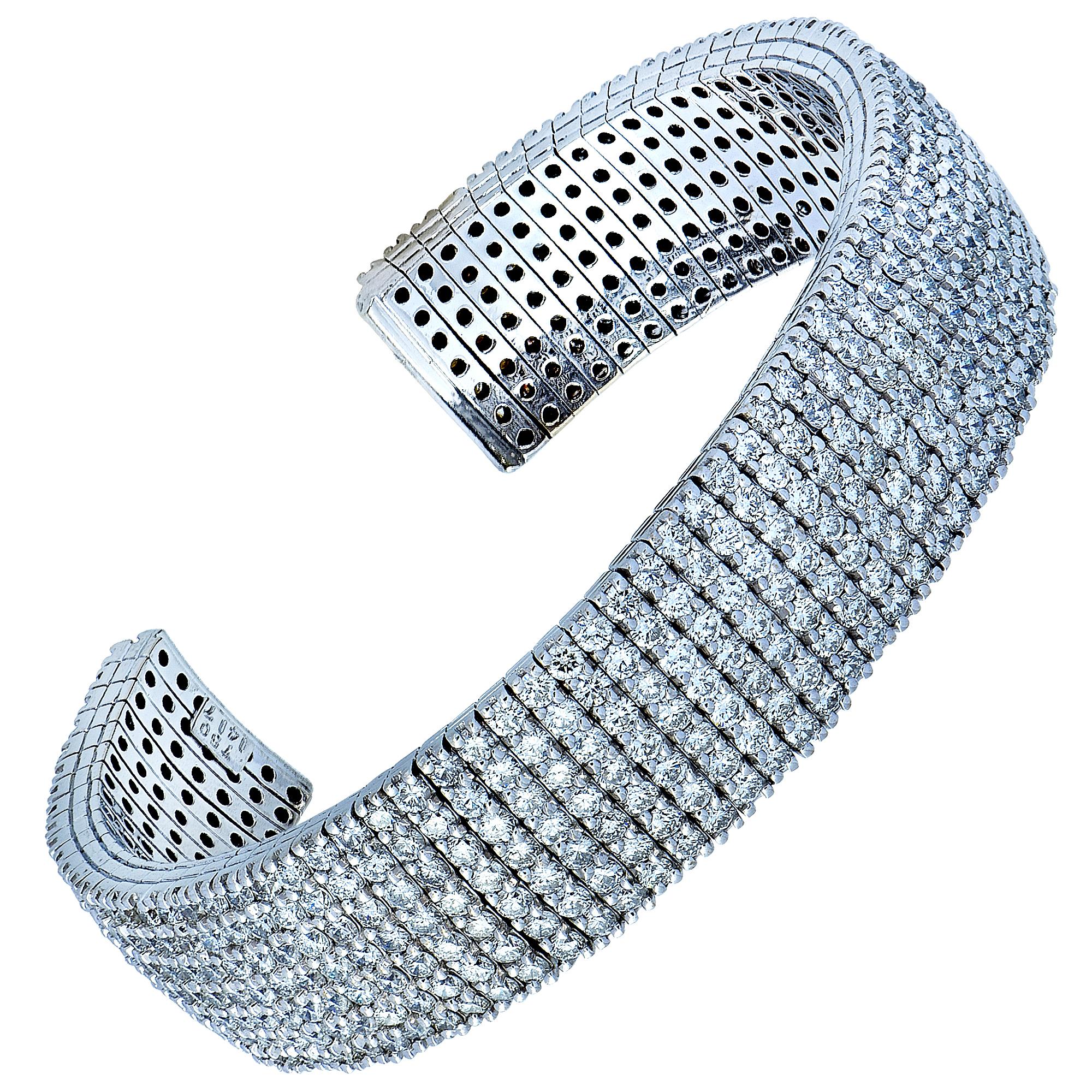 Contemporary 13 Carat Diamond Cuff Bracelet