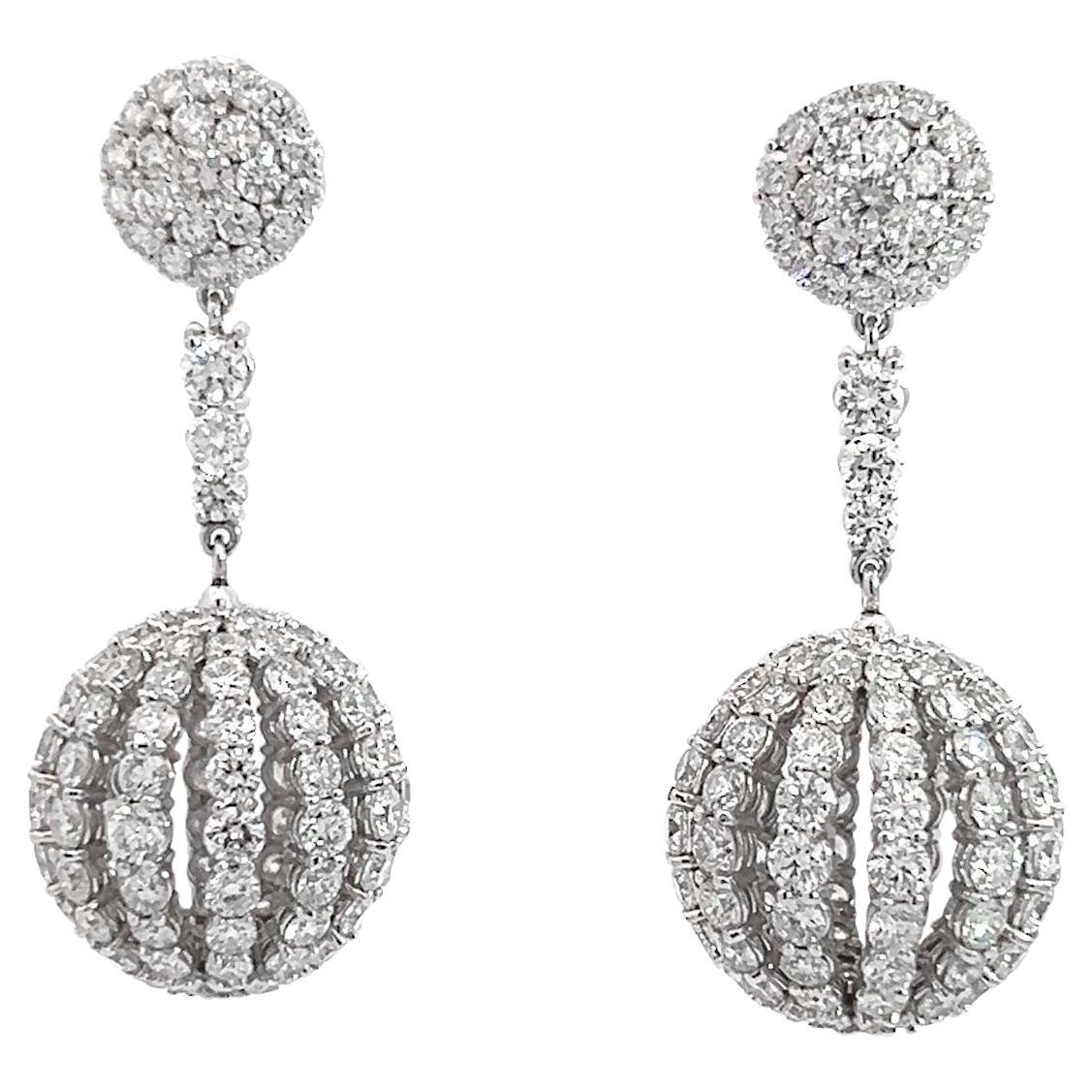13 Carat Diamond Drop Dangle Earrings For Sale
