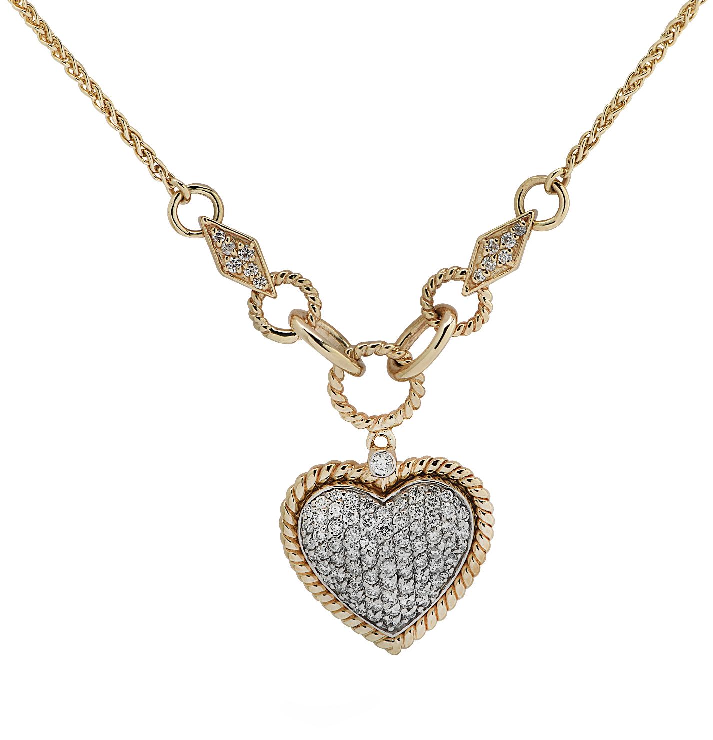 Modern 1.3 Carat Diamond Heart Necklace