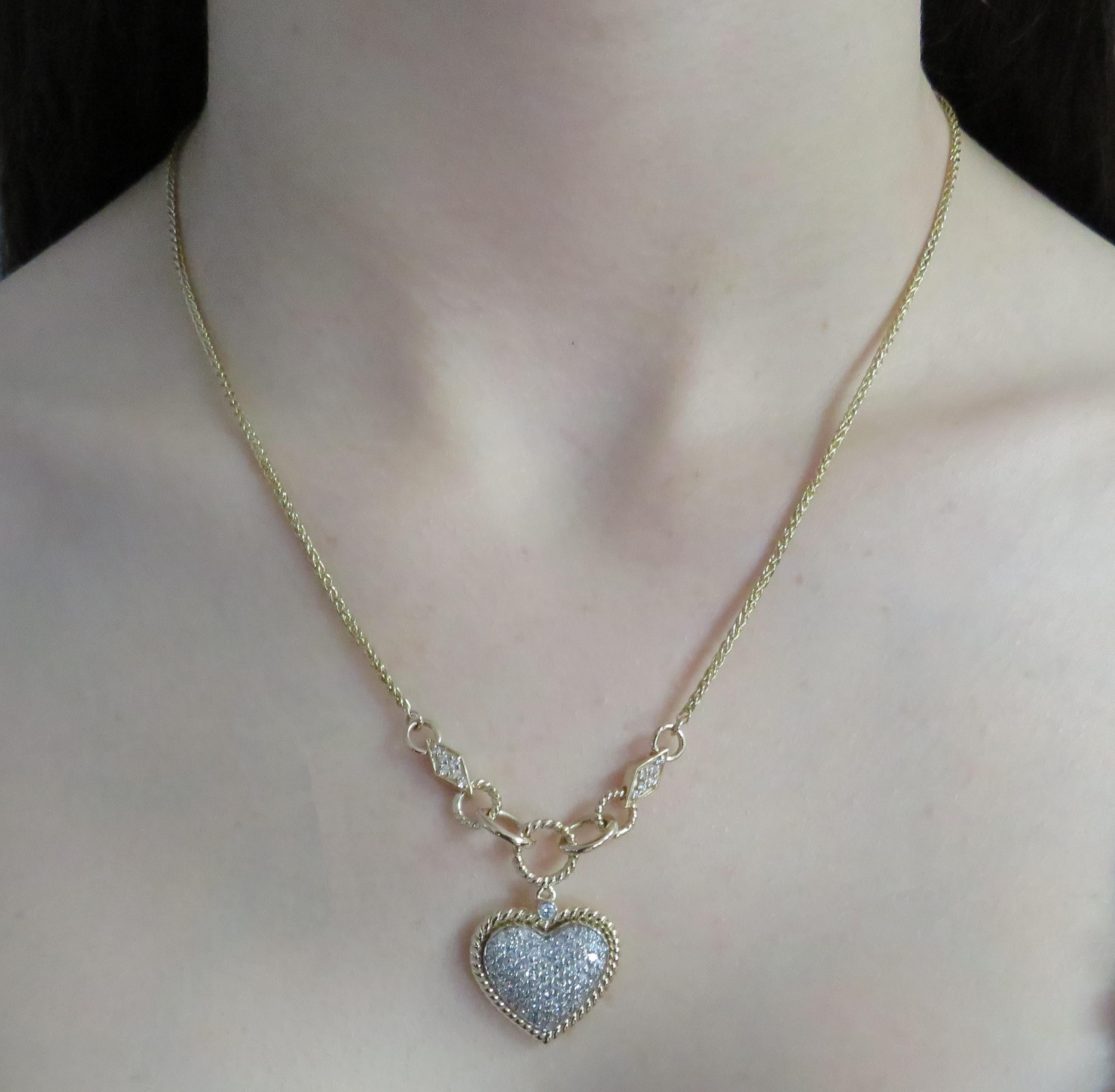 Round Cut 1.3 Carat Diamond Heart Necklace