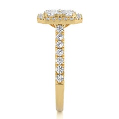 Bague grappe coussin Moonlight en or jaune 14 carats et diamants 1,3 carat
