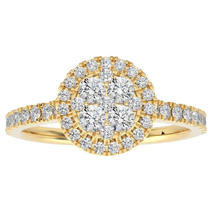 1.3 Carat Diamond Moonlight Round Cluster Ring in 14K Yellow Gold For Sale