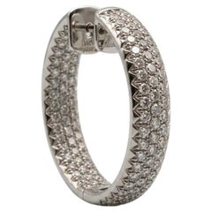 13 Carat Diamond Pavé 18k White Gold Hoop Earrings