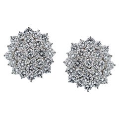 13 Carat Diamond Round Cluster Clip Earrings